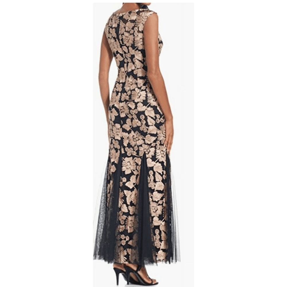 Alex Evenings Black and Gold Lace Maxi Dress - Picture 3 of 15
